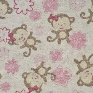 Monkey Flower Receiving Blanket Flannel Cotton White Pink Thin Baby Girl Blanket